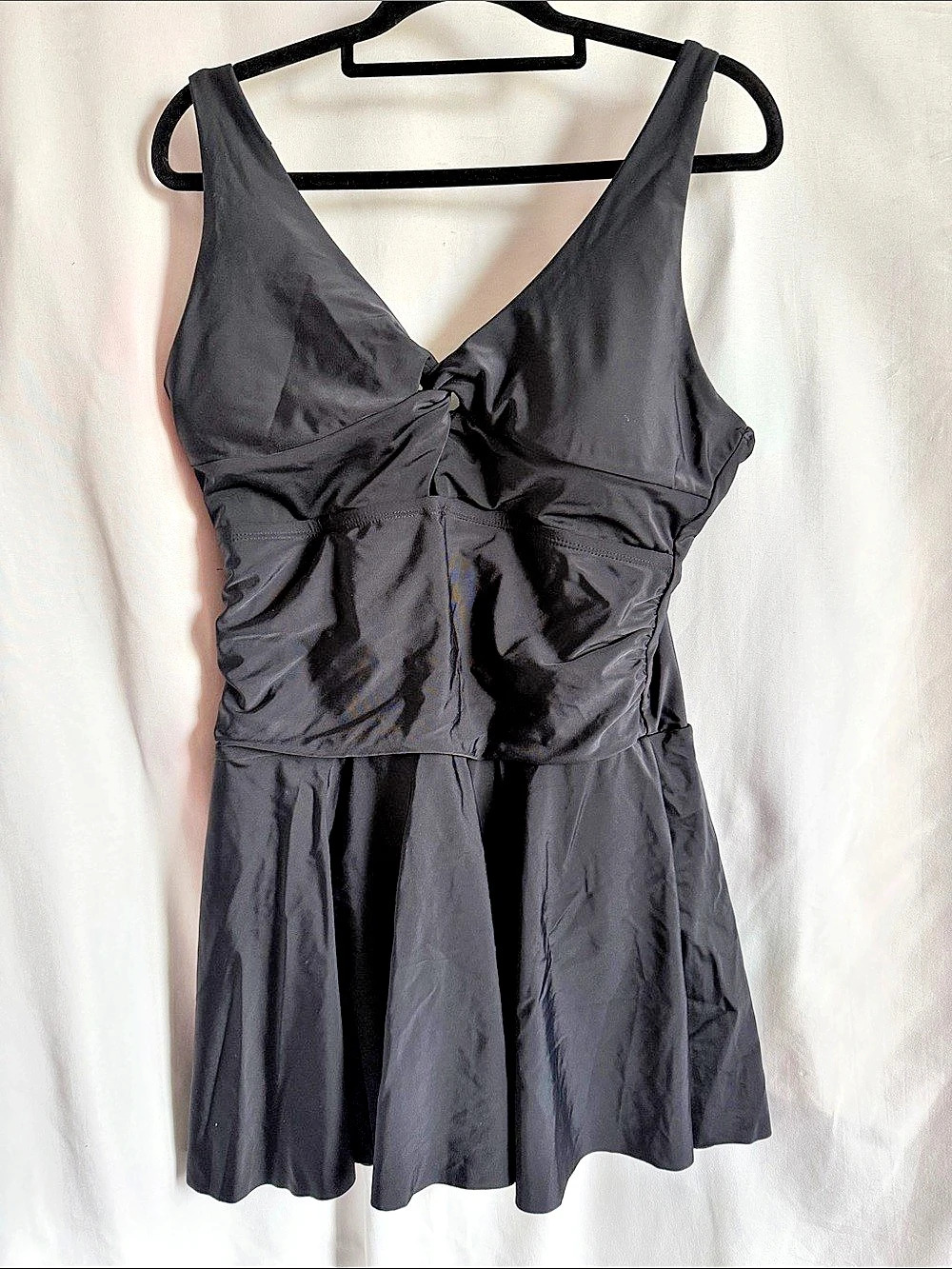 Tempt Me Women One Piece Skirted Swimsuit Twist Front V Neck Monokini Swimwear